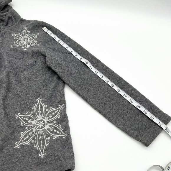 Croft & Barrow Fleece Full Zip Snowflake Embroidered Christmas Jacket Medium - Picture 8 of 8